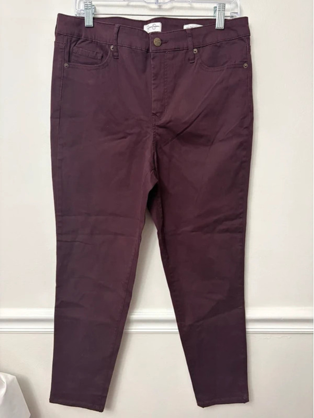 Deep Plum Purple Stretch Skinny Ankle Pants